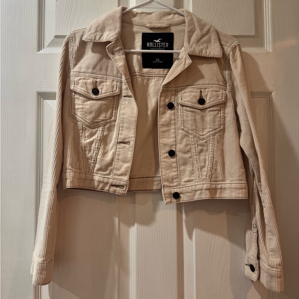 Hollister Cream Jean Jacket Cropped Classic